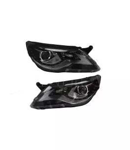 Μπροστινά Φανάρια Set Για Vw Tiguan mk1 07-11 DRL Μαύρα H7/H7 Με Μοτέρ  Carner 