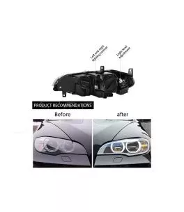 Μπροστινά Φανάρια Set Για Bmw X6 E71 08-15 4D Angel Eyes Full Led AFS Μαύρα Με Μοτέρ Carner 