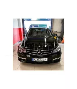 Μπροστινά Φανάρια Set Για Mercedes-Benz C-Class W204 11-14 DRL & Led Φλας Μαύρα H7 Με Μοτέρ Depo 
