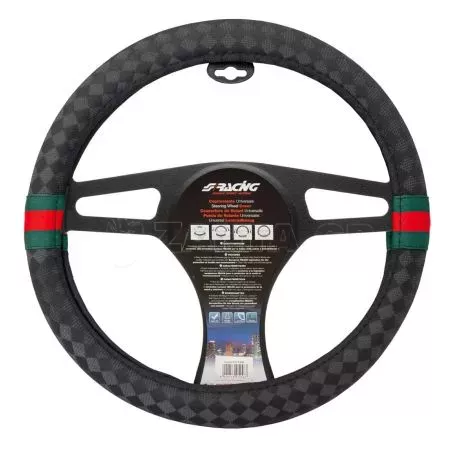 Simoni Racing ΚΑΛΥΜΜΑ ΤΙΜΟΝΙΟΥ G STYLE ΜΕ ΣΧΕΔΙΟ ΤΥΠΟΥ GUCCI ΜΑΥΡΟ ΟΙΚΟΛΟΓΙΚΟ ΥΦΑΣΜΑ 37-39cm SIMONI RACING - 1 TEM. SRCVT/68 
