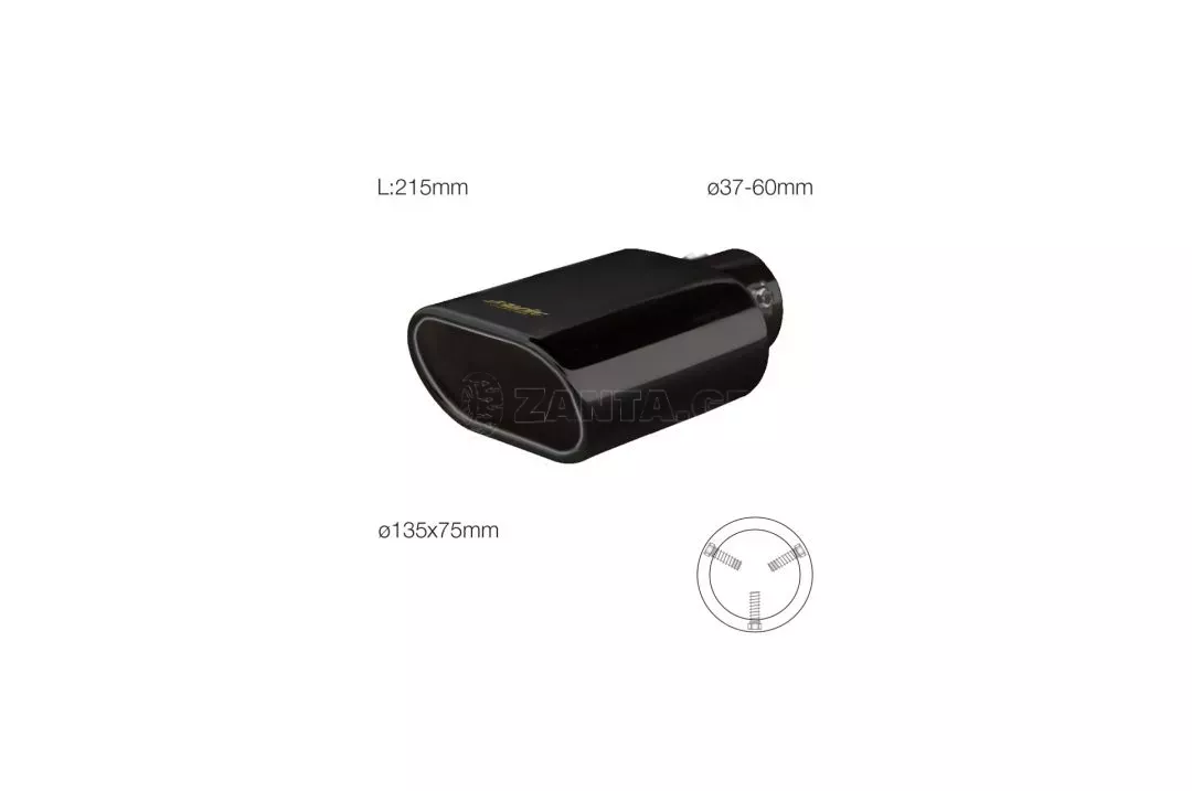Simoni Racing ΑΚΡΟ (ΜΠΟΥΚΑ) ΕΞΑΤΜΙΣΗΣ ΟΒΑΛ ΜΑΥΡΗ 135x75mm ΜΗΚΟΣ:215mm /ΔΙΑΜΕΤΡΟ ΣΩΛΗΝΑ 37-60mm TRX16N SIMONI RACING - 1 TEM. SRTRX/16N