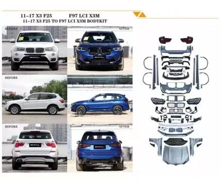 Body Kit Για Bmw X3 F25 2011-2017 Upgrade To X3M Competition F97 LCI Look Με Προυλακτήρες, Φτερά, Καπό, Φανάρια 