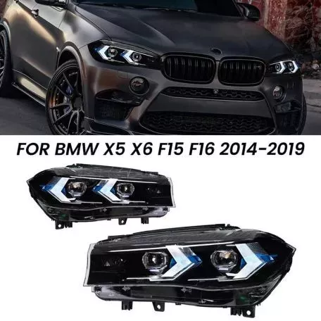 Μπροστινά Φανάρια Set Για Bmw X5 F15 (2013-2018) / X6 F16 (2014-2019) Conversion to G05 / G06 Look Μαύρα Carner 
