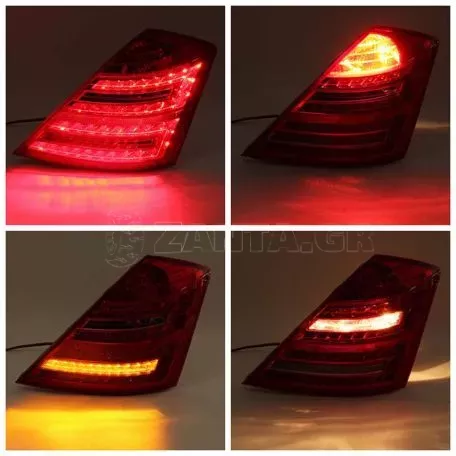 Πισινά Φανάρια Set Για Mercedes-Benz S-Class W221 05-09 Led Κόκκινο/Crystal Carner 
