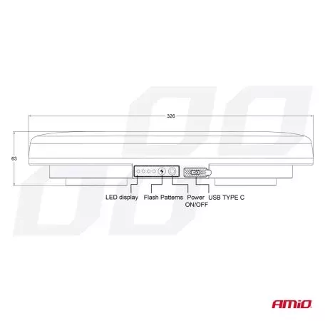 AMIO ΦΑΡΟΣ/ΣΤΡΟΜΠΟ ΜΠΑΡΑ R65 R10 12/24V 26W LED ΠΟΡΤΟΚΑΛΙ 10 ΧΡΗΣΕΩΝ ΜΕ ΜΑΓΝΗΤΙΚΗ ΒΑΣΗ 326x186x63mm ΑΜΙΟ - 1 ΤΕΜ. 04369/AM 