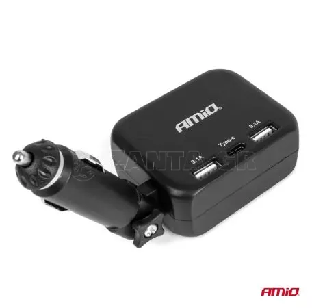 AMIO ΑΝΤΑΠΤΟΡΑΣ ΑΝΑΠΤΗΡΑ 12/24V 100W ΜΑΥΡΟΣ/2 ΘΕΣΕΙΣ/1xUSB-A+1xUSB-C/ΠΕΡΙΣΤΡΟΦΗ 180 ΜΟΙΡΩΝ ΑΜΙΟ - 1 ΤΕΜ. 04357/AM 