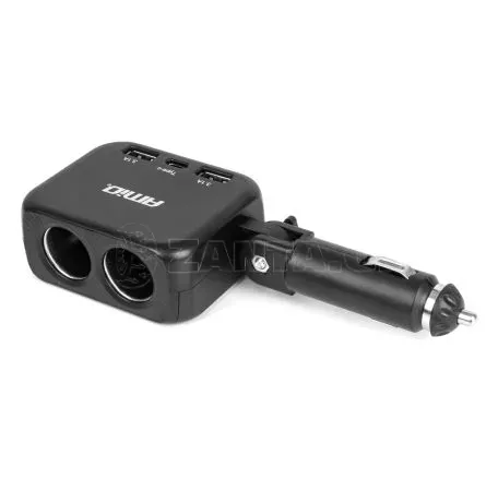 AMIO ΑΝΤΑΠΤΟΡΑΣ ΑΝΑΠΤΗΡΑ 12/24V 100W ΜΑΥΡΟΣ/2 ΘΕΣΕΙΣ/1xUSB-A+1xUSB-C/ΠΕΡΙΣΤΡΟΦΗ 180 ΜΟΙΡΩΝ ΑΜΙΟ - 1 ΤΕΜ. 04357/AM 