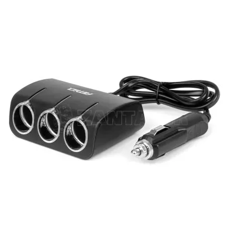 AMIO ΑΝΤΑΠΤΟΡΑΣ ΑΝΑΠΤΗΡΑ 12/24V 120W ΜΑΥΡΟΣ/3 ΘΕΣΕΙΣ/ΚΑΛΩΔΙΟ 80cm AMIO - 1 Τεμ. 04359/AM 