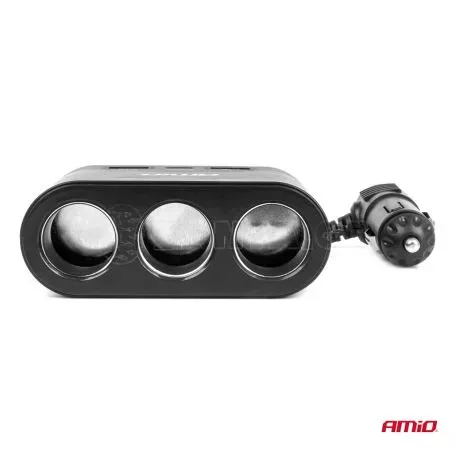 AMIO ΑΝΤΑΠΤΟΡΑΣ ΑΝΑΠΤΗΡΑ 12/24V 120W ΜΑΥΡΟΣ/3 ΘΕΣΕΙΣ/2xUSB-A+1xUSB-C ΤΑΧΕΙΑΣ ΦΟΡΤΙΣΗΣ/ΚΑΛΩΔΙΟ 70cm AMIO - 1 Τεμ. 04361/AM 