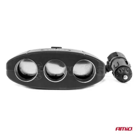 AMIO ΑΝΤΑΠΤΟΡΑΣ ΑΝΑΠΤΗΡΑ 12/24V 100W ΜΑΥΡΟΣ/3 ΘΕΣΕΙΣ/2xUSB-A /ΚΟΥΜΠΙ ON-OFF/ΚΑΛΩΔΙΟ 70cm AMIO - 1 Τεμ. 04362/AM 