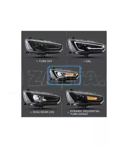 Μπροστινά Φανάρια Set Για Mitsubishi Lancer 07-17 DRL Led Tube & Dynamic Φλας Μαύρο/Χρώμιο H7 Manual VLAND 