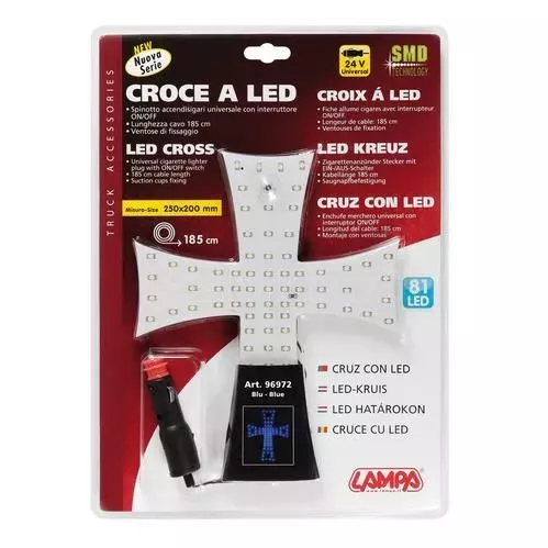 Lampa ΣΤΑΥΡΟΣ 24V ΜΕ 81 LED ΜΠΛΕ ΜΕ ΦΙΣ ΑΝΑΠΤΗΡΑ ΚΑΙ ΚΑΛΩΔΙΟ 200cm 200x250mm L9697.2