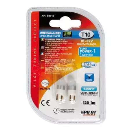 Lampa T10 10/32V W2,1x9,5d MEGA-LED1 ΔΙΑΘΛΑΣΗΣ ΛΕΥΚΟ (ΚΑΡΦΩΤΟ ΑΚΑΛΥΚΟ) 2ΤΕΜ. L5851.9 