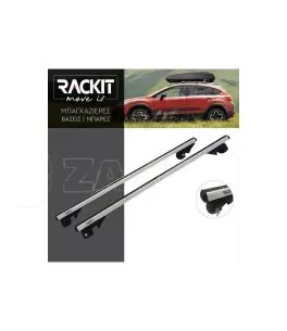 Μπάρες Οροφής Αλουμινίου Universal Rackit RK004-1 120cm Railing System Σετ Με Πόδια Και Κλειδαριά Ασημί 2 Τεμάχια 