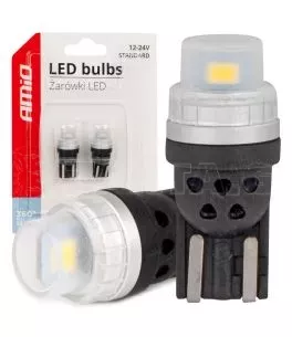 ΛΑΜΠΑΚΙΑ T10 W5W 12/24V 2x3020 SMD LED ΛΕΥΚΟ PURE LIGHT SERIES AMIO - 2 Τεμ. 