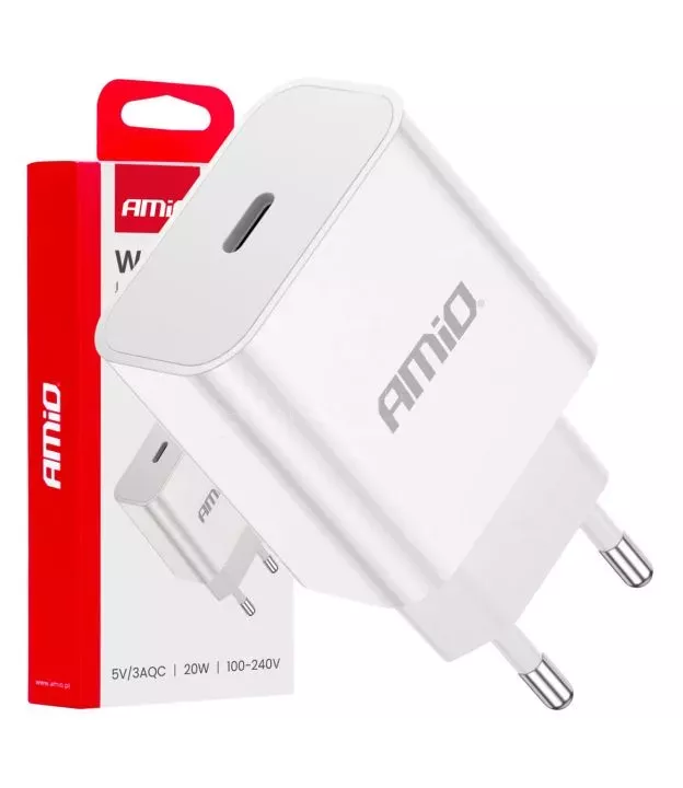 ΦΟΡΤΙΣΤΗΣ ΚΙΝΗΤΟY ΟΙΚΙΑΚΗ ΠΡΙΖΑ 1ΘΥΡΑ USB-C 20W 5V/3AQC ΛΕΥΚΟΣ ΑΜΙΟ - 1 ΤΕΜ.