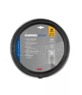 ΚΑΛΥΜΜΑ ΤΙΜΟΝΙΟΥ DIAMONDS SILVER (Μ) 37/39cm ΣΥΝΘΕΤΙΚΟ ΔΕΡΜΑ SKEENTEX ΜΑΥΡΟ/ΑΣΗΜΙ LAMPA  - 1 ΤΕΜ. 