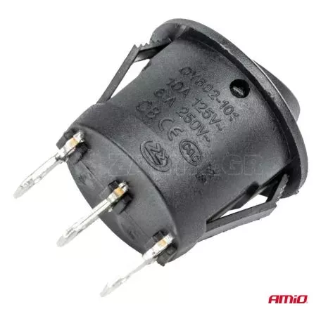 AMIO ΔΙΑΚΟΠΤΗΣ 230V 6A ON-OFF-ON 3 ΕΠΑΦΩΝ ΣΤΡΟΓΓΥΛΟΣ BU03 ΑΜΙΟ - 1 ΤΕΜ. 03614/AM 