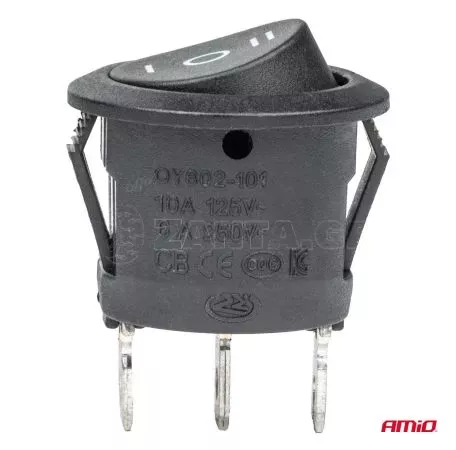 AMIO ΔΙΑΚΟΠΤΗΣ 230V 6A ON-OFF-ON 3 ΕΠΑΦΩΝ ΣΤΡΟΓΓΥΛΟΣ BU03 ΑΜΙΟ - 1 ΤΕΜ. 03614/AM 