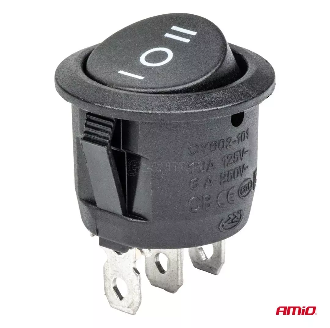 AMIO ΔΙΑΚΟΠΤΗΣ 230V 6A ON-OFF-ON 3 ΕΠΑΦΩΝ ΣΤΡΟΓΓΥΛΟΣ BU03 ΑΜΙΟ - 1 ΤΕΜ. 03614/AM