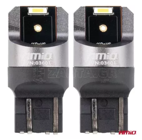AMIO ΛΑΜΠΑΚΙΑ W21/5W 7443 12/24V 6.000K 2xSMD LED FULL CAN-BUS ΛΕΥΚΟ PRO SERIES  AMIO - 2 Τεμ. 03601/AM 