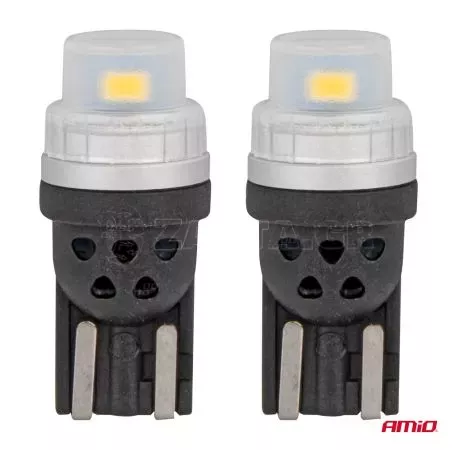 AMIO ΛΑΜΠΑΚΙΑ T10 W5W 12/24V 2x3020 SMD LED ΛΕΥΚΟ PURE LIGHT SERIES AMIO - 2 Τεμ. 03726/AM 