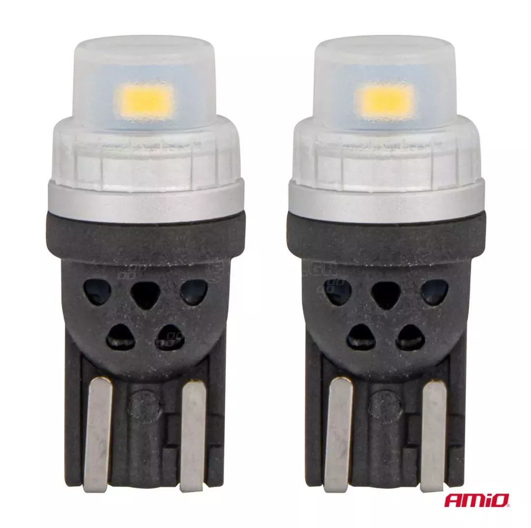 AMIO ΛΑΜΠΑΚΙΑ T10 W5W 12/24V 2x3020 SMD LED ΛΕΥΚΟ PURE LIGHT SERIES AMIO - 2 Τεμ. 03726/AM