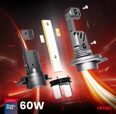 AMIO ΛΑΜΠΕΣ LED H7/Η18 12V 60W 6.000K 5.600lm +400% LED CAN-BUS HYBRID SERIES AMIO - 2 ΤΕΜ. 04115/AM 