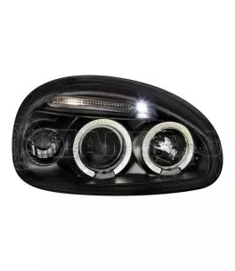 Φανάρια εμπρός angel eyes για Opel Corsa B (1993-2001) - μαύρα , με λάμπες (Η1) - σετ 2τμχ. 