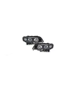 Φανάρια εμπρός angel eyes για BMW X5 (1999-2003) - black , με λάμπες (Η1) - σετ 2τμχ. 