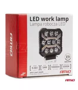 ΠΡΟΒΟΛΕΑΣ ΕΡΓΑΣΙΑΣ ΤΕΤΡΑΓΩΝΟΣ LED 54W 9-36V 10.000lm 6.500K 110x110x38mm AWL68 AMIO - 1 ΤΕΜ. 