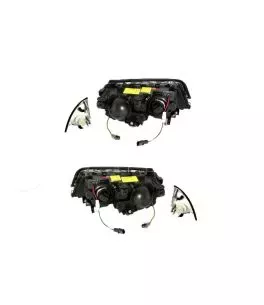 Μπροστινά Φανάρια Set Για Bmw 3 E46 Sedan/Caravan 99-01 Angel Eyes Μαύρα H7/H7 Με Μοτέρ Depo 