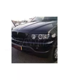 Μπροστινά Φανάρια Set Για Bmw X5 E53 99-03 Angel Eyes Μαύρα Xenon D2S/H7 Με Μοτέρ Depo 