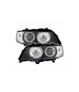 Μπροστινά Φανάρια Set Για Bmw X5 E53 99-03 Angel Eyes Μαύρα Xenon D2S/H7 Με Μοτέρ Depo 