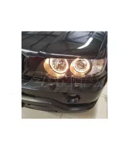Μπροστινά Φανάρια Set Για Bmw X5 E53 99-03 Angel Eyes Μαύρα Xenon D2S/H7 Με Μοτέρ Depo 