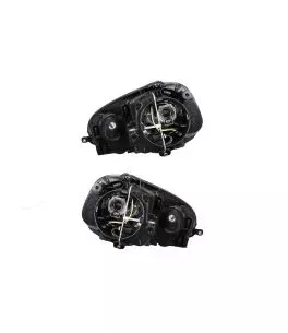 Μπροστινά Φανάρια Set Για Vw Golf 5 03-08 Angel Eyes Μαύρα H7/H7 Με Μοτέρ Depo 