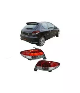 Πισινά Φανάρια Set Για Peugeot 206 98-07 Led Κόκκινα/Crystal Eagle Eyes 