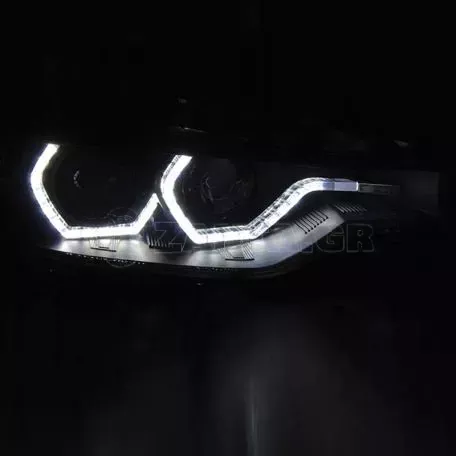 Μπροστινά Φανάρια Set Για Bmw 3 F30 / F31 11-15 3D Angel Eyes Μαύρα H7/H7 Με Μοτέρ Sonar 