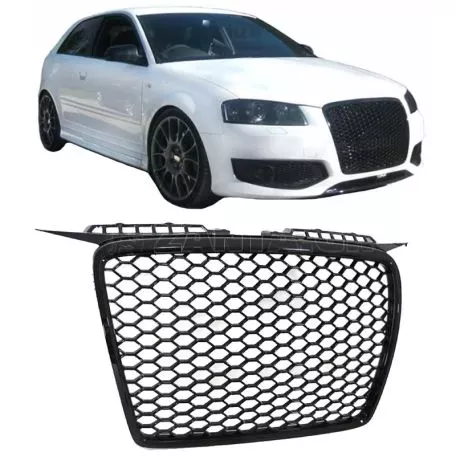Μάσκα Για Audi A3 8P 05-08 RS3 Look Κυψελωτή Γυαλιστερό Μαύρο 1 Τεμάχιο 