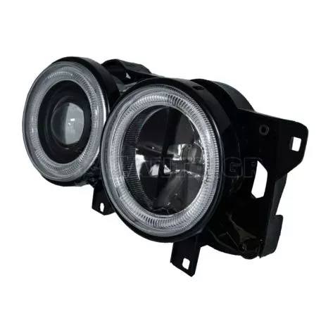 Μπροστινά Φανάρια Set Για Bmw 5 E34 88-95 / 7 E32 86-94 Angel Eyes Με Σταυρό Μαύρα H1/H1 Depo 