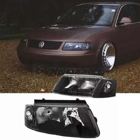 Μπροστινά Φανάρια Set Για Vw Passat 3B 96-00 Μαύρα H7/H4 Depo 