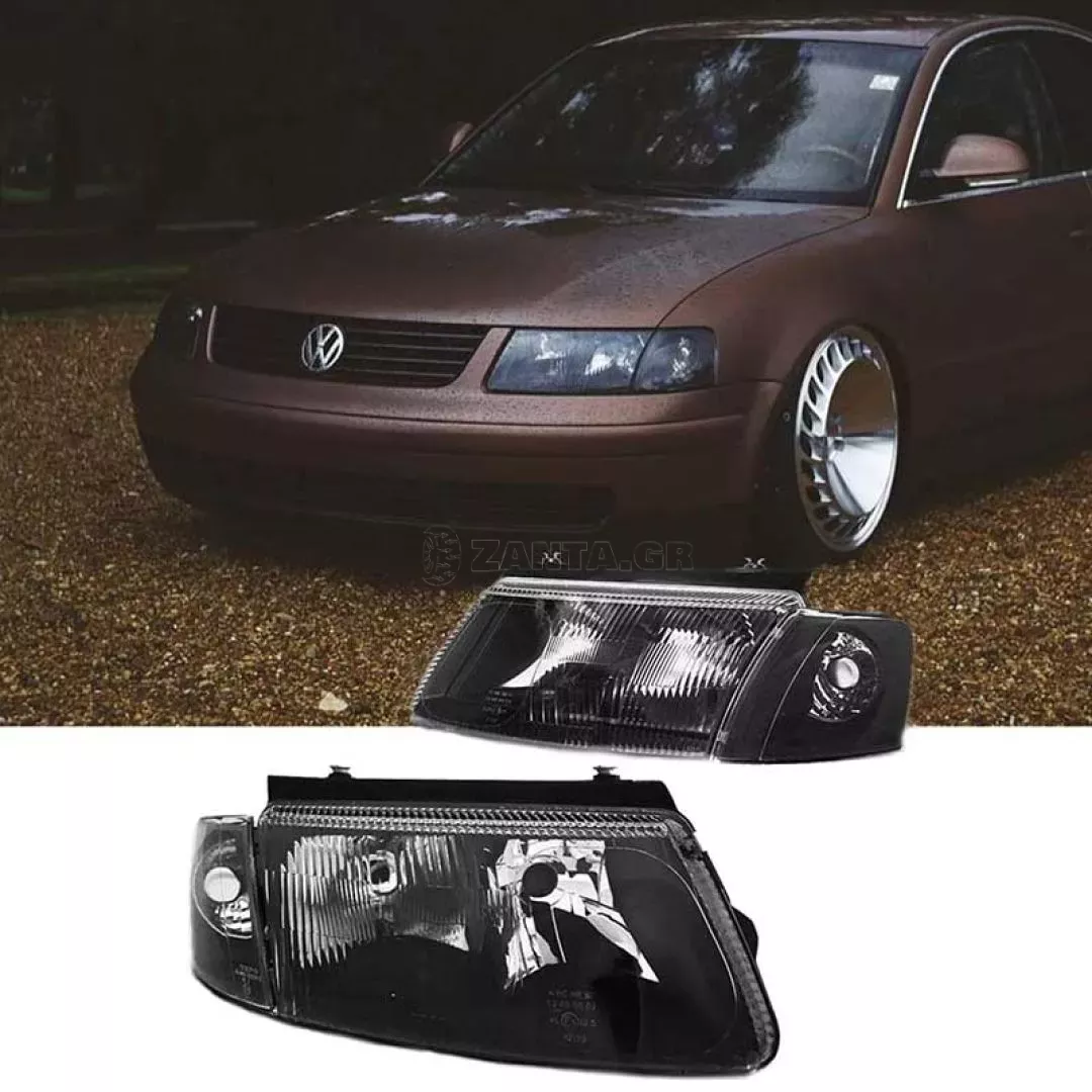 Μπροστινά Φανάρια Set Για Vw Passat 3B 96-00 Μαύρα H7/H4 Depo
