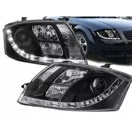 Μπροστινά Φανάρια Set Για Audi TT 8N 98-05 DRL Μαύρα H7/H1/H7 Με Μοτέρ Sonar 
