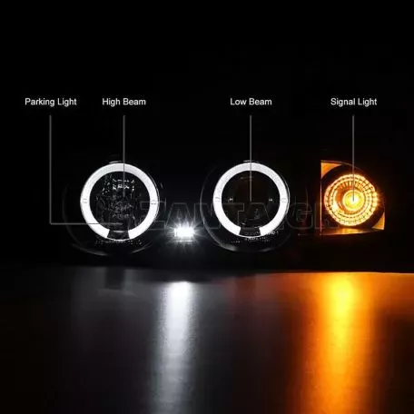 Μπροστινά Φανάρια Set Για Bmw 3 E46 Sedan/Caravan 99-01 Angel Eyes Μαύρα H1/H1 Manual Sonar 
