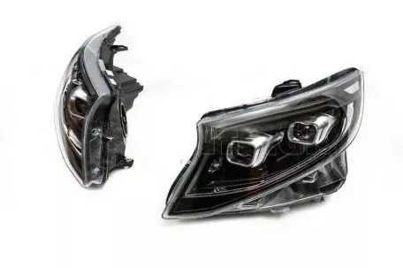 Μπροστινά Φανάρια Set Για Mercedes-Benz Vito W447 14-24 W448 2025 Look DRL Led Tube Μαύρα Carner 