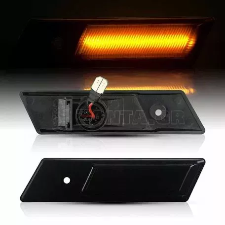 Πλαϊνά Φλας Φτερού Για Bmw 3 E36 90-96 / 3 E30 / 5 E34 88-95 / 7 E32 86-94 Βιδωτό Led Dynamic Black/Smoke 2 Τεμάχια 