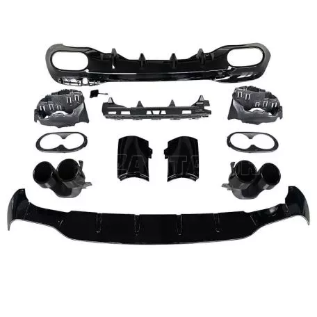 Diffuser Πίσω Προφυλακτήρα Για Mercedes-Benz CLA W118 C118 19+ Amg Look Για Amg Sport Line Προφυλακτήρες Σετ Με Στρογγυλές Μαύρες Μπούκες 