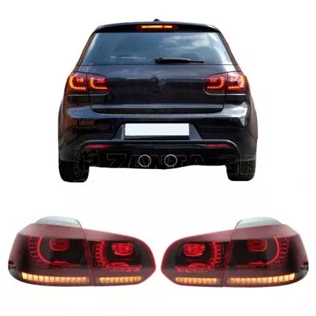 Πισινά Φανάρια Set Για Vw Golf VI (6) 08-12 Full Led Dynamic GTI R20 Look Σκούρο Κόκκινο/Φιμέ VLand 