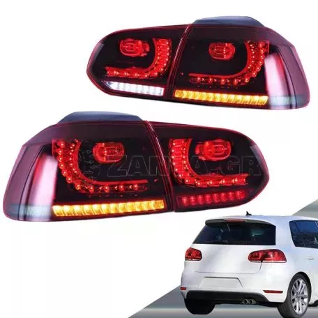Πισινά Φανάρια Set Για Vw Golf VI (6) 08-12 Full Led GTI R20 Look Κόκκινο/Φιμέ VLand 