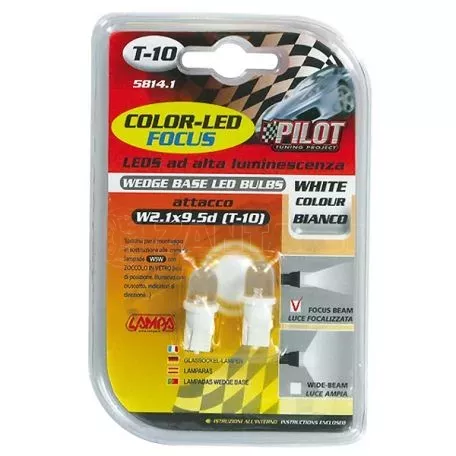 Lampa Λαμπάκια Τ10 12v - w2, 1x9.5d Καρφωτά (ψείρα) 2 τεμ Λευκό χρώμα L5814.1 